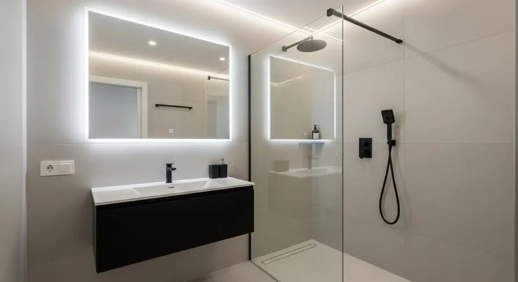 walk in shower modern small bathroom design