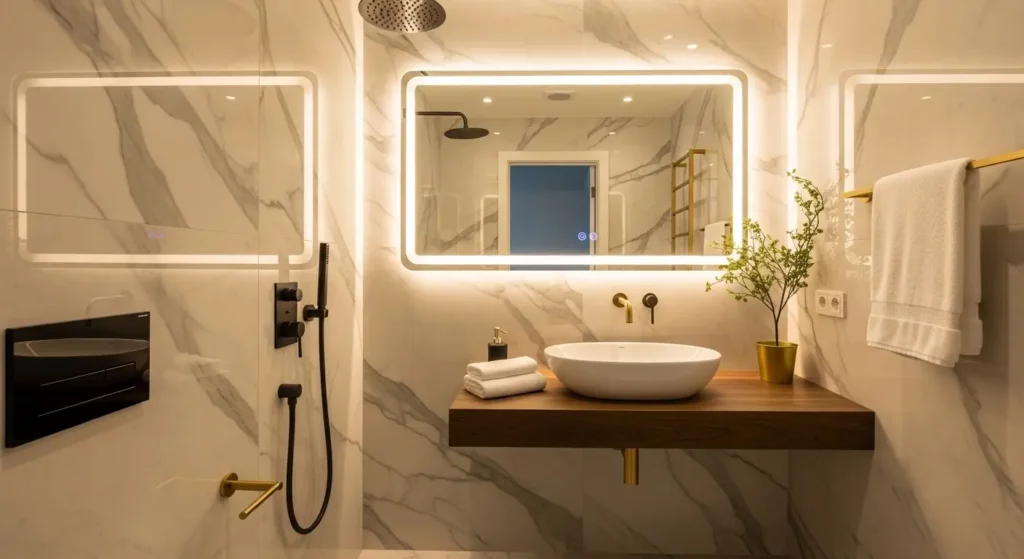 luxury modern small bathroom lighting design